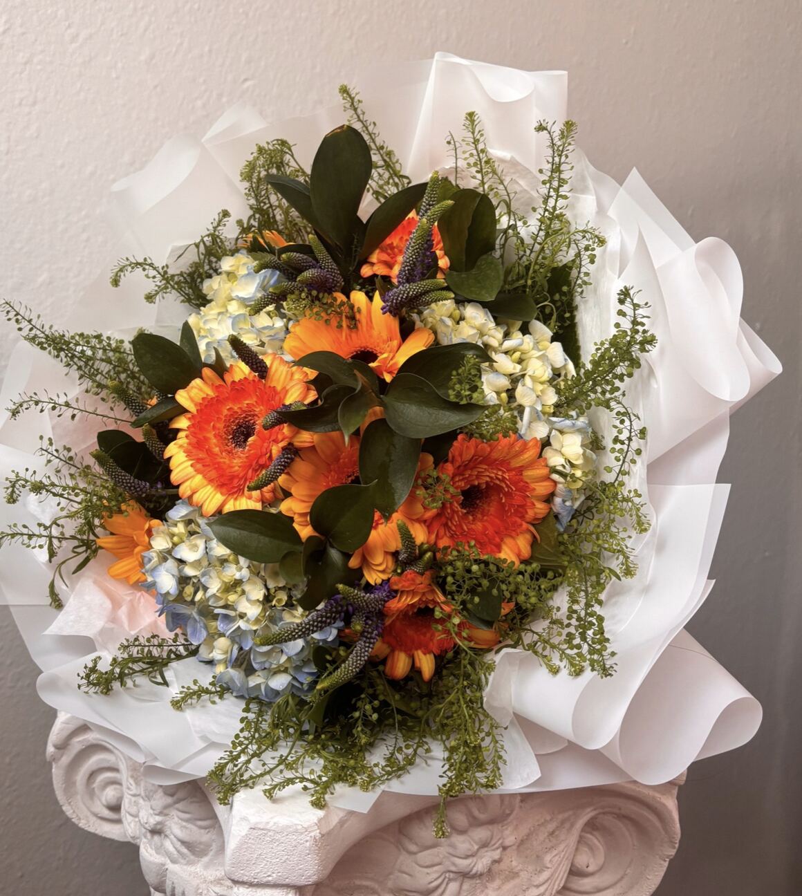 Candela Flower Co. burgundy and white boutonniere