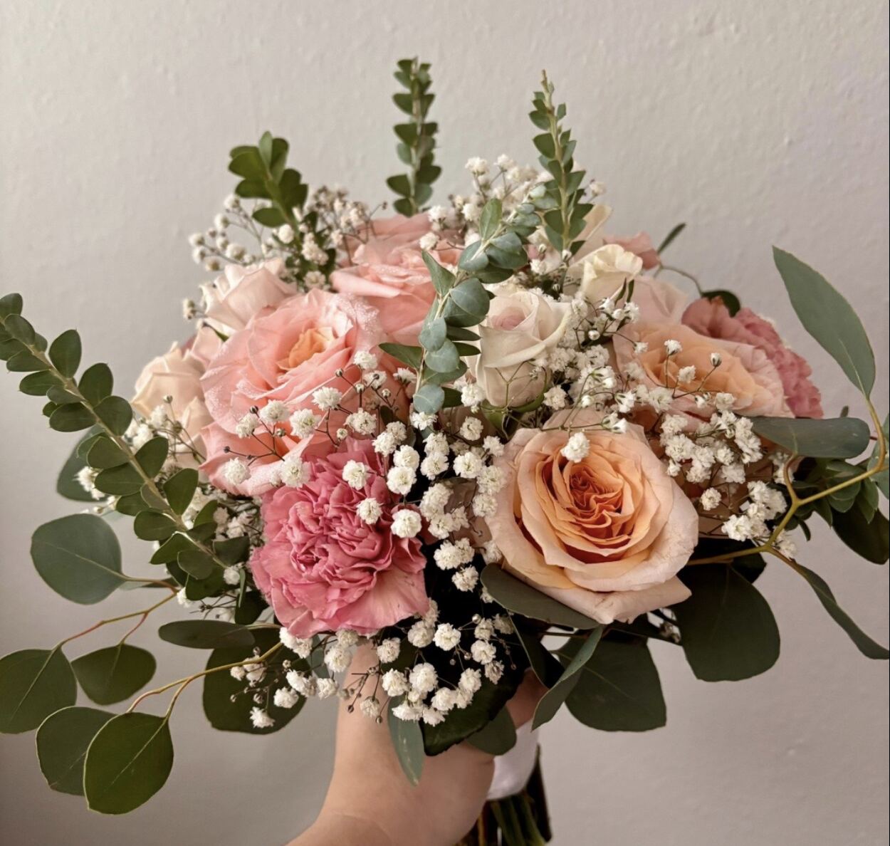 Candela Flower Co. blush rose and baby's breath bouquet